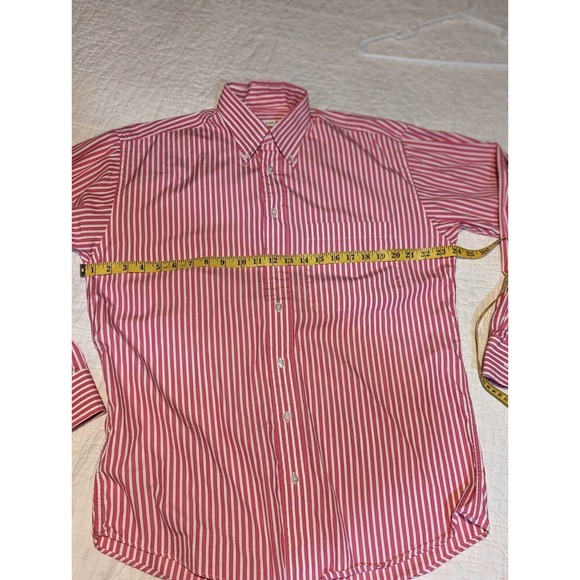 Bullock & Jones Men’s Shirt SIZE M Long Sleeve Striped Cotton Fuschia/White - Picture 7 of 12
